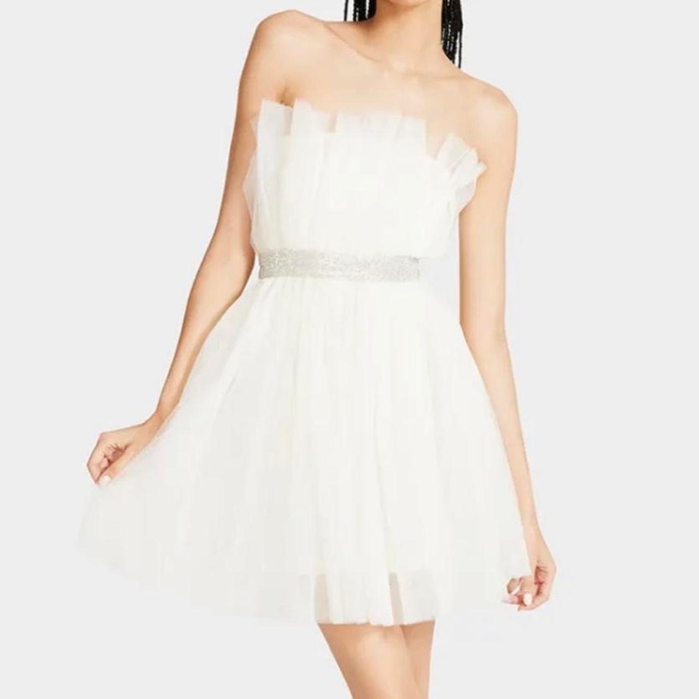 Betsey Johnson “Showstopper” White Tulle Strapless Dress NWT XL